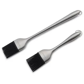 PROREGAL® Grillbesteck-Set Silikon Grillpinsel, 2er-Set, 20cm, 30cm, Edelstahl, Silikon