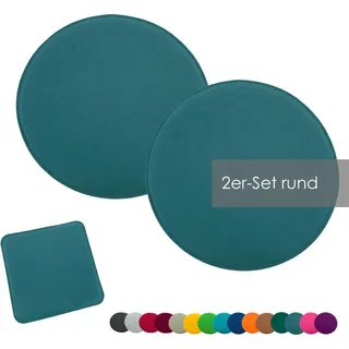 heimtexland ® Sitzkissen Filz Stuhlkissen Stuhlauflage Filzkissen Stuhl Polster Kissen Typ631 2er Set 35 cm rund Petrol - Petrol