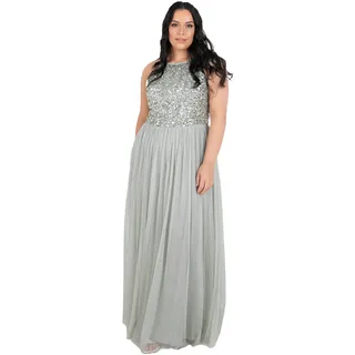 Maya Deluxe Damen Abendkleid Pailletten Cocktailkleid Tüllkleid Kleid Nackenband Elegant Für Hochzeit Brautjungfernkleid Bridesmaid Dress, Green Lily, 50 EU