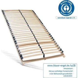 Lattenrost 120x200, Ergonomischer 7 Zonen Lattenrost mit stabilem Buchenholzrahmen, 28 Latten, Hergestellt in Deutschland, Selbstmontage, Traglast ...