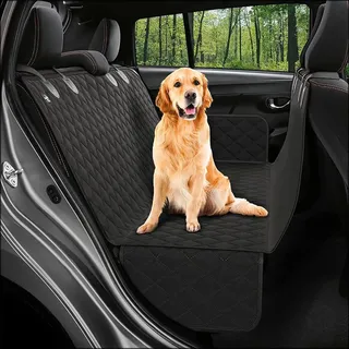 LmfSs Autoschondecke Hund Rücksitz für FIAT 500 /500e Hatchback/Cabrio 2020 2021 2022 2023 2024+, wasserdicht Kratzfest - Hundedecke für Auto Rückbank, Komfortable Reise,- Black