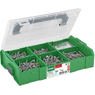 SPAX Montagekoffer L-BOXX Mini, Elektriker-Set inkl. 475 Halbrundkopfschrauben in 5 Abmessungen, 75 passenden Dübeln und 3 T-STAR plus Bits