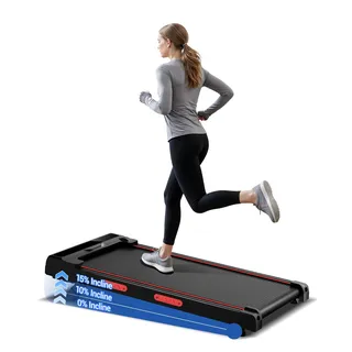 UMAY Walking Pad mit Steigung 15%, 10KM/H Laufband für Zuhause mit Steigung und Geräuscharmer Motor, Laufband Schreibtisch Max. Unterstützung 136KG