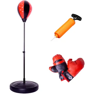 Boxball mit Ständer 75 – 105- cm höhenverstellbar für Kinder und Junge Erwachsene Punchingball Set mit Handschuhen und Pumpe
