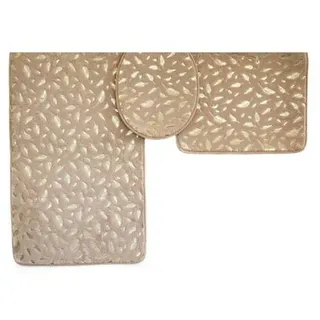 Almina Harmonie 3 Teiliges Bademattenset Rutschfest und Waschbar mit Federmotiv aus Polyester Braun