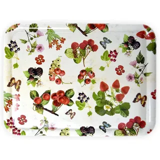 Lashuma Sandwichtablett XXL, Käsetablett Rechteckig, Druck: Waldbeeren, Buntes Melamintablett, Format: 50x37 cm