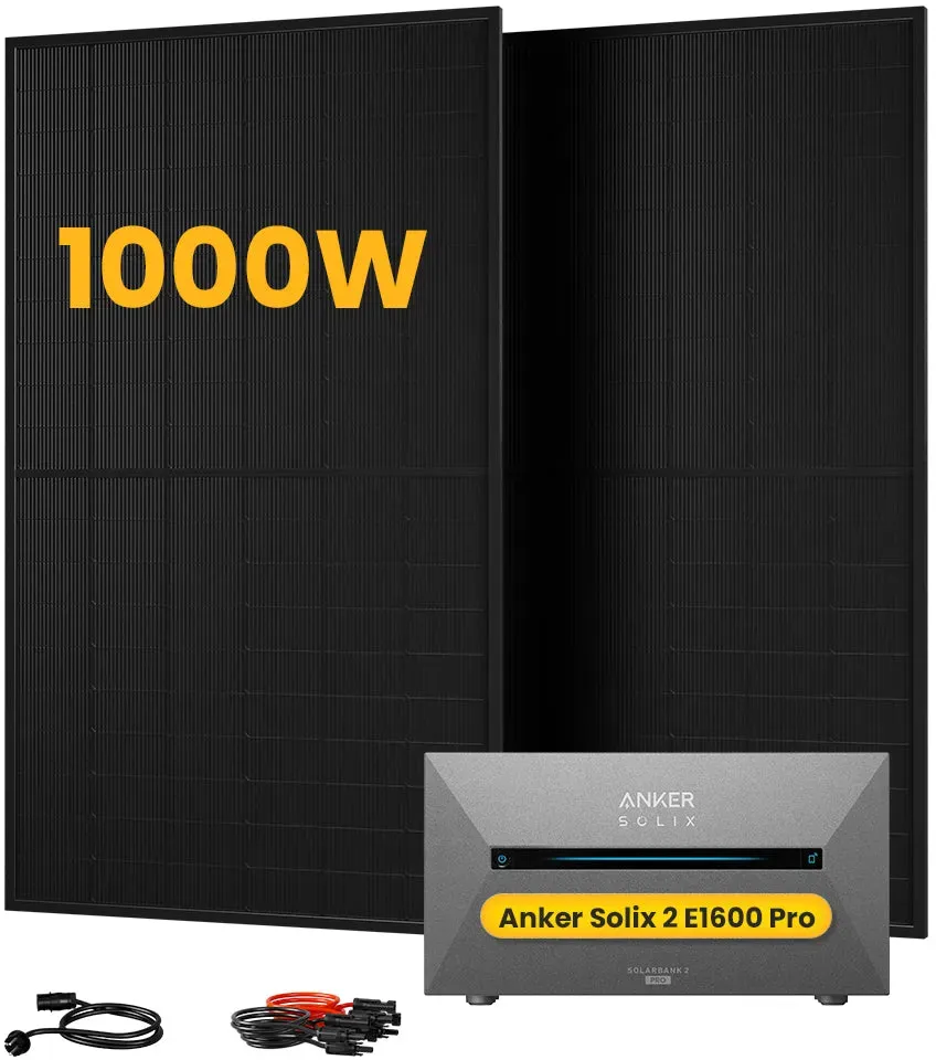 Anker SOLIX Solarbank 2 E1600 Pro All-in-One Speicher für Balkonkraftwerk, mit 2 x 500W Bifaziale Solarmodule,by Powerness - 1600Wh / ohne Zubehör / Powerness Express (Lieferzeit: 5-14 Werktage)