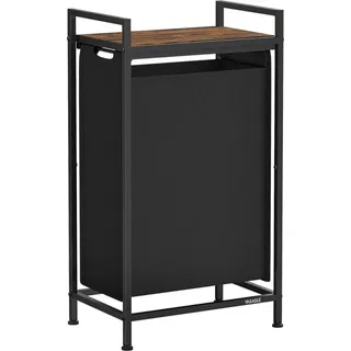 VASAGLE Wäschekorb mit Ablage tintenschwarz-vintagebraun