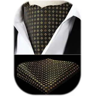 Krawattenschal Herren Ascot Paisley Schwarz Gold Einheitsgröße
