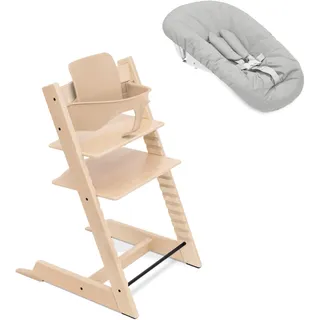 Stokke Tripp Trapp Hochstuhl, Natural (inklusive Stuhl & Baby Set2) mit Newborn Set - Sicheres, verstellbares, ergonomisches Design