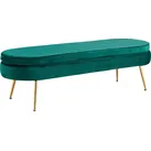 Polsterbank SALESFEVER "Clam Elegante Bank mit Polsterung", grün, B:142cm H:41cm T:45cm, Metall, Polyester, Sitzbänke, Polsterbank, Eleganz in Gold: Breite 142cm