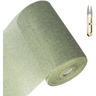 Tischband Grün Tischläufer Rolle, 20cm x 25m Tischläufer Salbeigrün Leinenoptik mit Kleine Schere, Tischdeko Grün Hochzeit Tischband Geburtstag Vintagegrün für Tischdeko Geburtstag Taufe Deko