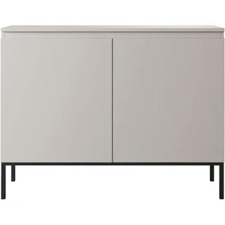 Selsey Kommode Schrank Aufbewahrungsschrank 100 cm 2 Türen 4 Fächer Taupe Schwarze Beine Bemmi