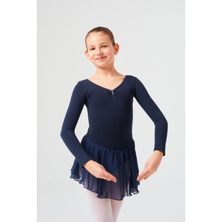 tanzmuster Chiffonkleid Ballettkleid Anna mit Glitzersteinen Mädchen Ballettbody mit Chiffon Röckchen blau 164/170