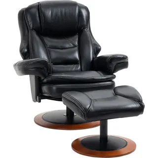 Homcom Relaxsessel mit Ottomane, Fernsehsessel mit Liegefunktion, Drehbarer TV-Sessel mit Holzsockel, Liegesessel