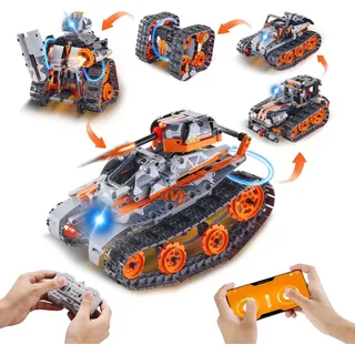 Vevor STEM-Bauspielzeug für Kinder, 5-in-1, 554 Teile, ferngesteuerte Autobausätze, ferngesteuertes und per App gesteuertes Auto/Roboter/Panzer/Zauberwürfel/Schneepflug, RC STEM-Roboter-Bauset