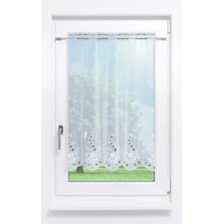 Plauener Spitze® Plauener Spitze Scheibengardine Blumenspiel #1W (Bx H) 97,2cm - 90cm reinweiß/Weiß