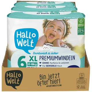 Hallo Welt Windeln Gr. 6 XL 32 Stück, 3er Pack