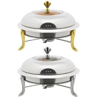 biniliubi Speisewärmer mit Deckel, Edelstahl, Warmhalteplatte, Buffet, Chafing Dish, Warmhalteplatte (Silber)
