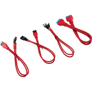 Corsair Premium Sleeved Front Panel Extension Kabel Verlängerungskit, Rot