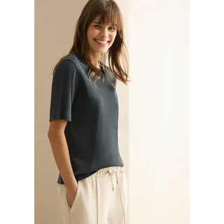 Cecil Damen, B322914 Basic RIPP-Struktur T-Shirt slate khaki, XS