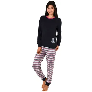 normann Frottee Pyjama Schlafanzug langarm Bündchen und Bär-Applikation 20113777, Farbe:Navy, Größe2:48/50 - 49983 in navy | Gr.: 48/50