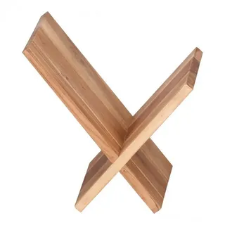 Wohnling Zeitungsständer Zeitungsständer MUMBAI Massivholz Akazie X-Form 31 cm (Zeitschriften-Ständer Design Prospekt-Halter Landhaus-Stil), Zeitschriften-Ständer Design Prospekt-Halter Landhaus-Stil beige