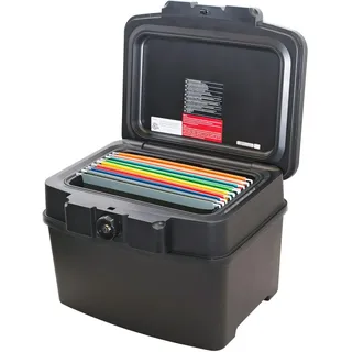 HMF 250453 Feuerfeste Wasserdichte Dokumentenbox DIN A4 Register, Schwarz