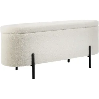 Tectake tectake® Sitzbank, mit Bouclé-Stoff, schlanke, bodenschonende Stahlbeine, 97 x 36 x 42 cm,