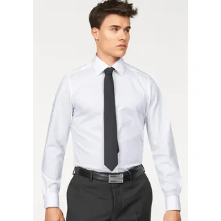 Bruno Banani Langarmhemd "Slim-fit", Herren, Gr. 39/40 (M), D-Gr, weiß, unifarben, Basic, schmal normal, Ärmel mit Ärmelschlitz runde 2-Knopf-Manschette verstellbar, Hemden, Formbeständig durch Elastananteil, Topseller