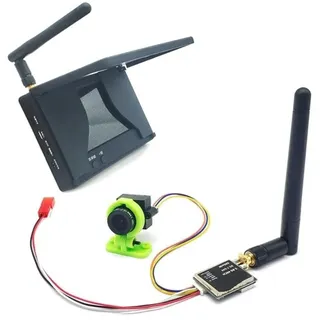 48CH 4,3 Zoll FPV-Monitor 480x272 Eingebauter Akku-Videobildschirm mit 600mw TS5823 Pro+CMOS 1000TVL-Kamera(Set 1)