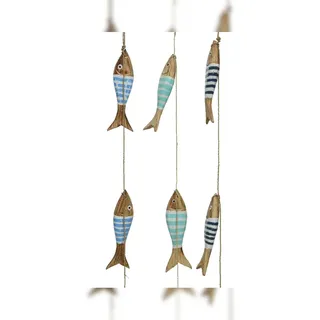 Decoris 1 Fisch Deko Maritim 100cm Holz Dekofische zum Aufhängen Holzfische Dekoidee Geschenkidee Tischdeko Meeresdeko Stranddeko Blau Natur