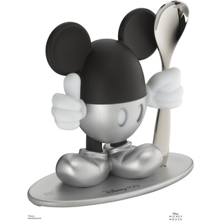 WMF Eierbecher mit Löffel Disney Mickey Mouse, Eierbecher lustig für Kinder, Kunststoff, Eierbecher Kinder, Cromargan Edelstahl poliert, spülmaschinengeeignet, silber