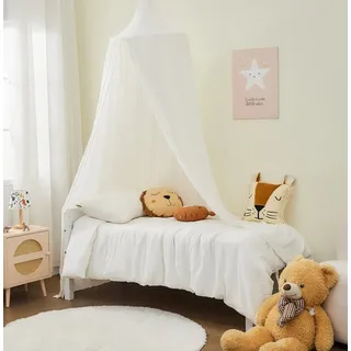 ALAVYA HOME ALAVYA HOME® Betthimmel Baldachin Kinderzimmer 100% Bio-Baumwolle Musselin I GOTS-Zertifiziert I Passt um Babybett Kinderbett I Saumlänge ca. 250cm Moskitonetz Insektenschutz - Weiß