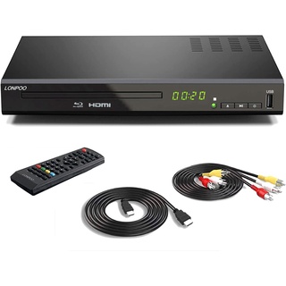 1080P HD Bluray Player für TV, Kompakter Blu-ray Player/DVD-Player mit HDMI/Koaxial/AV-Porta, Unterstützt USB-Eingang, Blu-ray DVD Region B/2, 1-6 DVD Regions