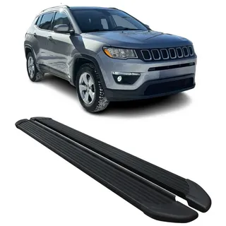 OMAC Kfz-Schmutzfänger Seitenschweller Schweller für Jeep Compass 2017-2024, 2-tlg., Rutschfest, Haltbar, Aerodynamik schwarz
