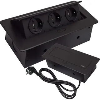 izoxis 21659 Dreifache Schublade in der Tischplatte versteckt - Schwarz