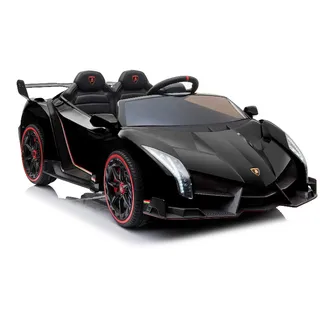 TPFLiving Elektro-Kinderauto Lamborghini Veneno Doppelsitzer schwarz - Kinderauto - Elektroauto - Ledersitz und Sicherheitsgurt