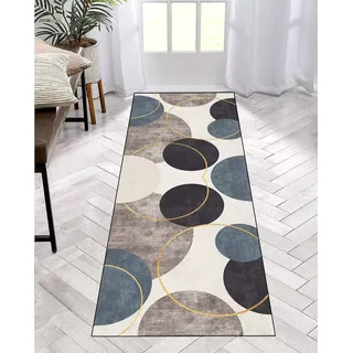ZDYHMrj Teppichläufer rutschfest Beige Braun Meterware Küchenläufer 50X180CM Korridor Teppich Läufer Waschbar Modern Schlafzimmer Wohnzimmer