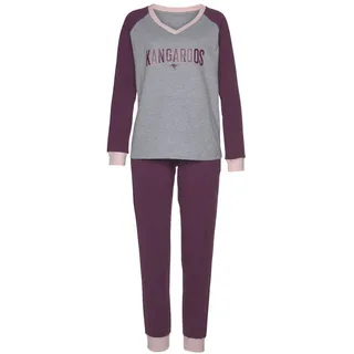 KangaROOS Damen Pyjama bordeaux-grau-meliert Gr.40/42