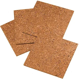 Quartett-Korkfliesen, Korktafel, 12" x 12", Korktafel, Wandpinnwände, Display oder Mini-Wand, natur, 4er-Pack
