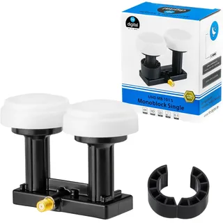 hb-digital UHD Monoblock Single LNB LNC 1 Teilnehmer Direkt - 2 Satelliten Astra 19,2 Hotbird 13 Full HD TV 3D Ultra UHD 4K Schwarz Black
