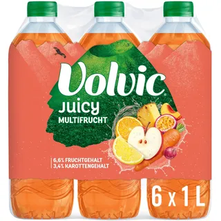 Volvic Juicy Multifrucht – Aus Multifrucht- und Karottensaftkonzentraten – Nur natürliche Aromen – 6 x 1 l