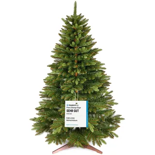 Premium Weihnachtsbaum künstlich 150cm -TESTSIEGER - Naturgetreu, dichte Zweige, Künstlicher Weihnachtsbaum mit Holzständer und Aufbewahrungstasche – Tannenbaum künstlich von Pure Living