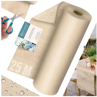 Kesser KESSER® Vlies Tischläufer Modern 30cm x 25m | Tischdekoration für Hochzeiten, Geburtstage, Taufen, Einschulung & Allen Feierlichkeiten | Tischband abwaschbar, wasserabweisend & wetterfest, Creme