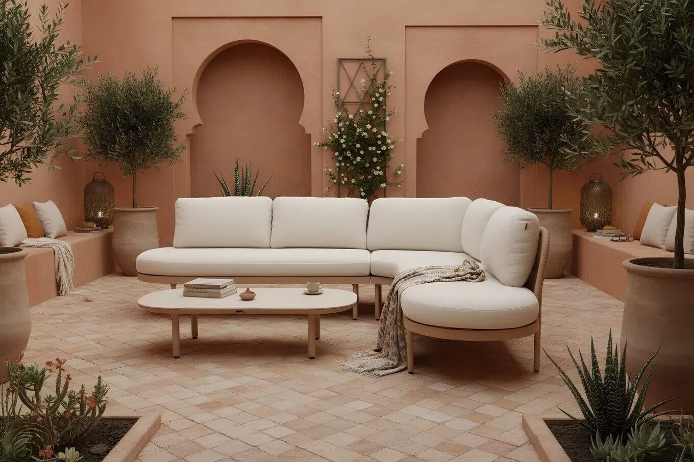 HARTMAN Shades of Colour Gartenlounge, cappuccino/beige, Alu/Polyester/Rope-Geflecht, inkl. Polster
