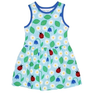 Toby Tiger Trägerkleid mit Marienkäfer und Blumen Print in blau | Gr.: 104