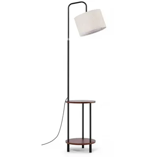 Tomons Stehlampe Wohnzimmer, Moderne Lampenschirm Stehlampe mit Tisch, Verstellbare Stehlampe Holz für Schlafzimmer, Büro, Studie