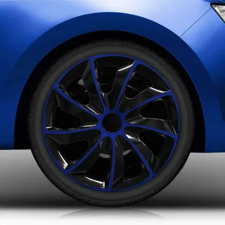 16 Zoll Radkappen/Radzierblenden 002 Bicolor 16" (Schwarz-Blau) passend für Fast alle Fahrzeugtypen – universal