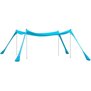 SoBuy Sonnensegel Strandmuschel Tragbarer Strandzelt mit Alu-Stangen Sonnenschutz für Strand Hellblau Metall, Textil, 400x400 cm, Sonnen- - Sichtschutz, Sonnensegel